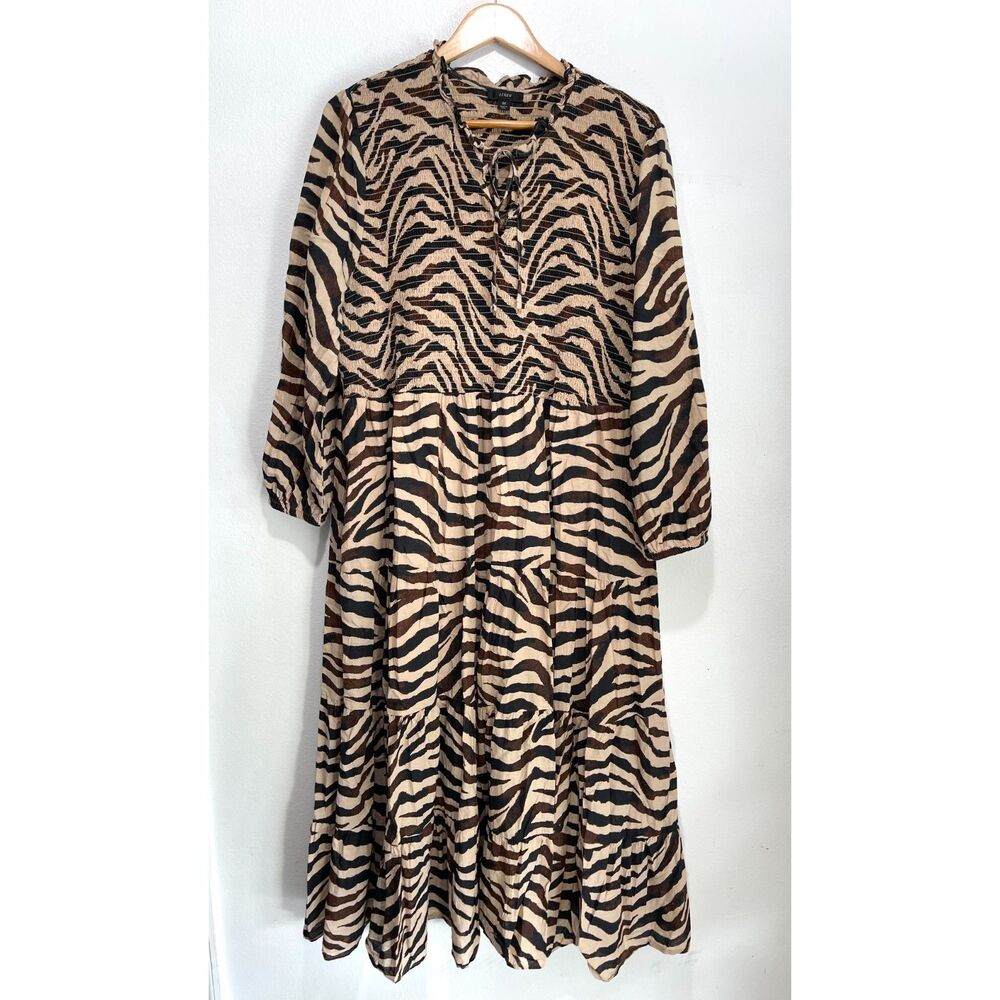 J.Crew maxi dress classic animal print babydoll broomstick casual comfy women 3X